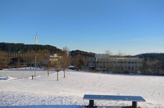 Zimowy widok na kampus UiS